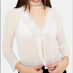 Dolls Kill CHILL BY THE FIRE TIE FRONT CARDIGAN